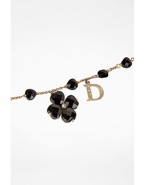 Gold Bracelet with Black and Silver Crystals 