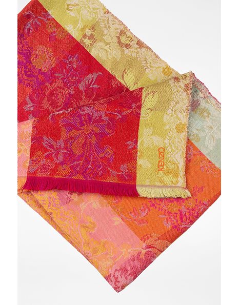 Multicolored Scarf with Flower Pattern
