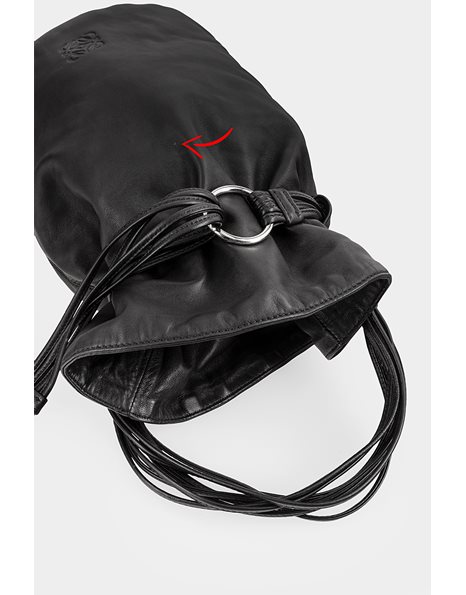 Black Soft Leather Drawstring Bag