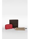Red Leather Intrecciato Card Holder