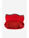 Red Crystal-Embellished Satin Evening Bag 