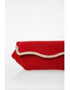 Red Crystal-Embellished Satin Evening Bag 