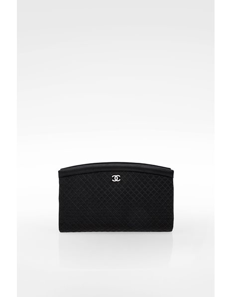 Black Quilted Satin Clutch
