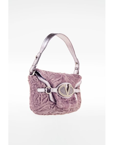 Lilac Astrakhan and Leather Pochette