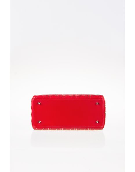 Studded Lady Dior Medium Cannage Κόκκινη Τσάντα