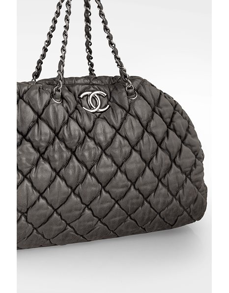 Bubble Grey Quilted Leather Bag