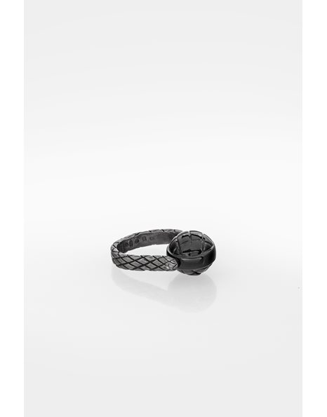 Ασημένιο Δαχτυλίδι με Μαύρη Κεραμική Μπίλια