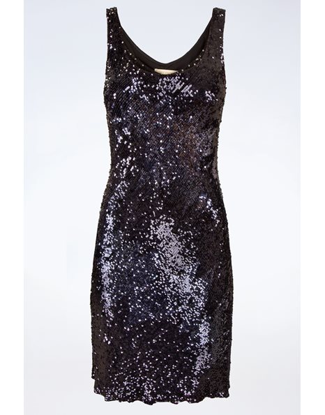 Μαύρο Αμάνικο Φόρεμα με Παγιέτες / Μέγεθος: 12 UK - Εφαρμογή: S