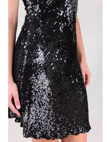 Black Sequin-Embellished Dress / Size: 12 UK - Fit: S
