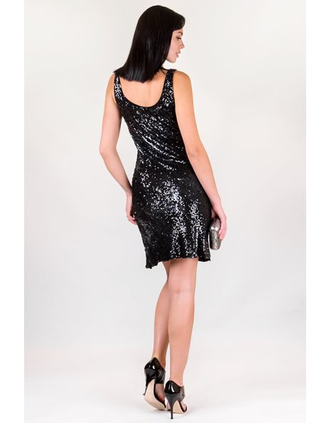 Μαύρο Αμάνικο Φόρεμα με Παγιέτες / Μέγεθος: 12 UK - Εφαρμογή: S
