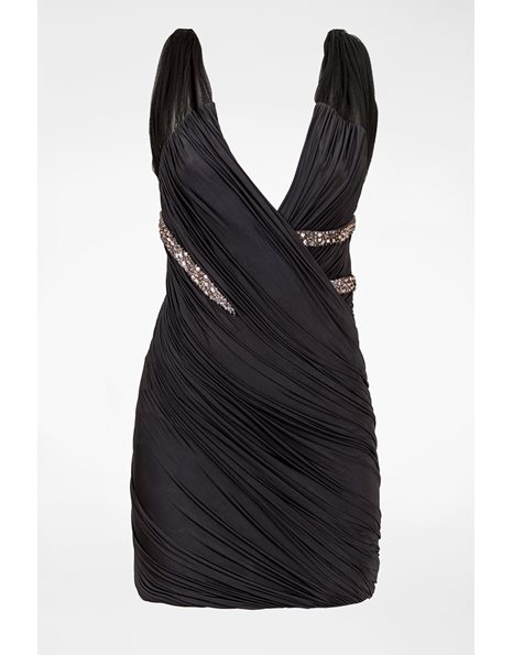 Crystal-Embellished Draped Jersey Tulle Dress  /  Size: 42 IT - Fit: S