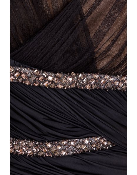 Crystal-Embellished Draped Jersey Tulle Dress  /  Size: 42 IT - Fit: S