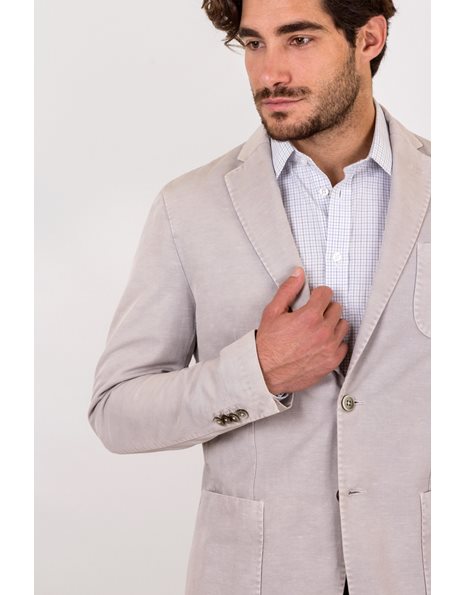 Limited Edition Light Grey Cotton and Linen Blazer / Size: 50L - Fit: True to size