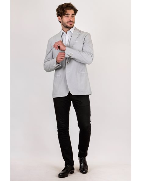 Light Grey and White Gauffré Blazer / Size: 50R - Fit: True to size
