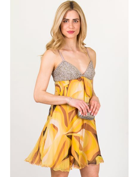 Embellished Silk Chiffon Dress / Size: 42 IT - Fit: S