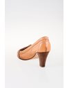 Light Tan Leather Pumps with Buckle