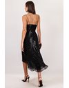Μαύρο Ασύμμετρο Φόρεμα με Παγιέτες / Μέγεθος: 8 UK - Εφαρμογή: S