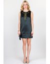 Forest Green Satin-Look Dress with Crystals / Size: 8 US