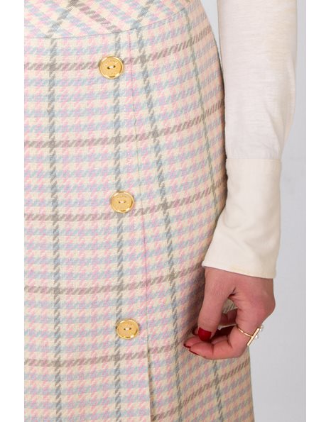 Multicoloured Box-Pleated Skirt / Fit: M