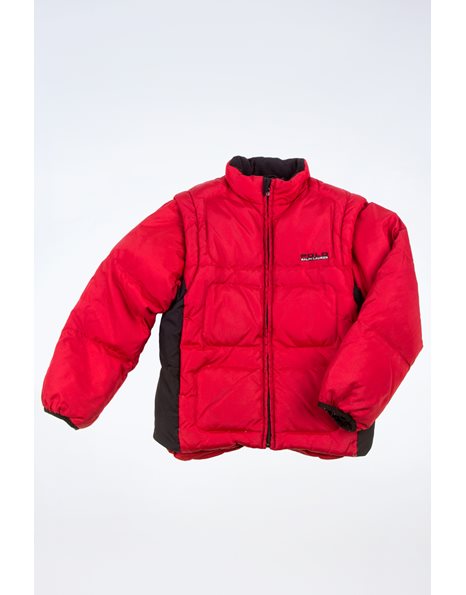 Red-Blue Puffer Jacket with Removable Sleeves / Size: 7