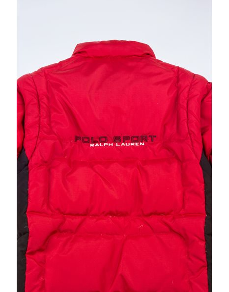 Κόκκινο-Μπλε Puffer Jacket με Αποσπώμενα Μανίκια / Μέγεθος: 7