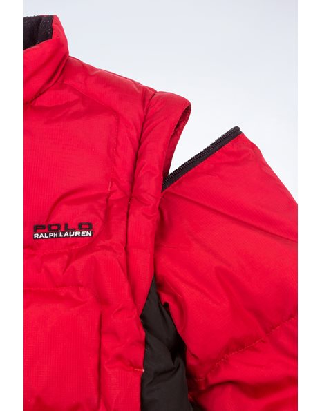 Red-Blue Puffer Jacket with Removable Sleeves / Size: 7