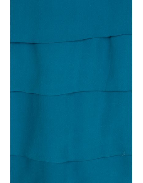 Τeal Blue Layered Silk Dress / Size: 4 - Fit: S
