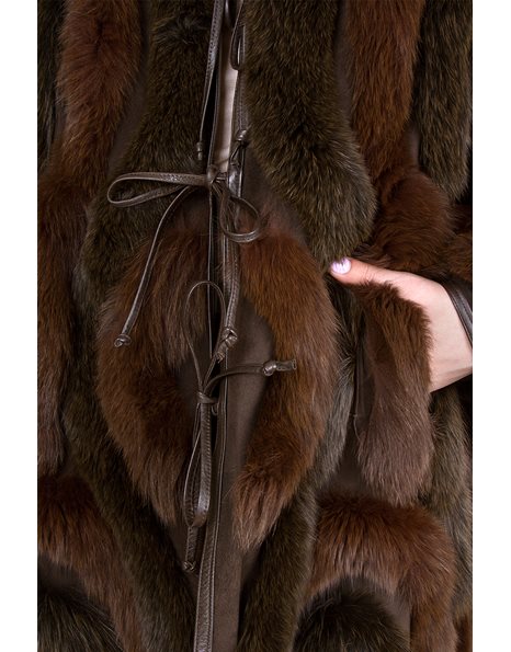 Double-Sided Leather and Fox Fur Coat/ Fit: M