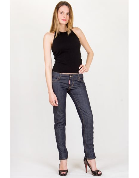 Blue Low-Rise Jeans with Leg Zippers / Size: 40 - Fit: S