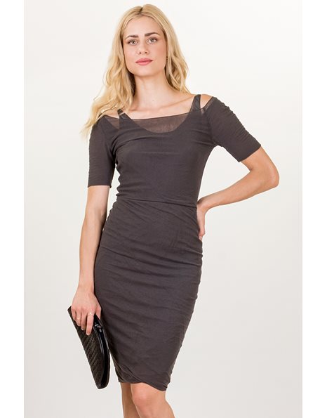Σκούρο Γκρι Bodycon Ελαστικό Φόρεμα / Μέγεθος: 38 - Εφαρμογή: XS / S