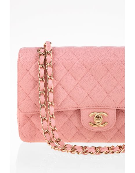 Ροζ Classic Double Flap Medium Τσάντα