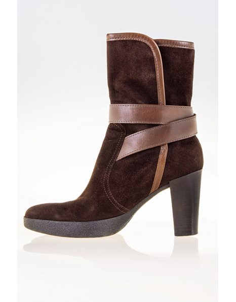 Brown Suede Strappy Booties / Size: 36 ½ - Fit: True to size