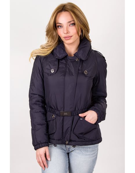 Σκούρο Μπλε Αδιάβροχο Jacket με Κρυφή Κουκούλα / Μέγεθος: 8 UK - Εφαρμογή: XS