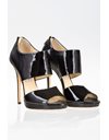 Private Black Patent Leather Peep-Toe Sandals / Size: 39½ - Fit: True to size