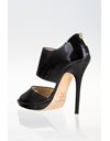 Private Black Patent Leather Peep-Toe Sandals / Size: 39½ - Fit: True to size