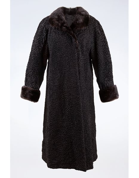 Black Astrakhan Long Fur with Mink Details / Size: ? - Fit: M