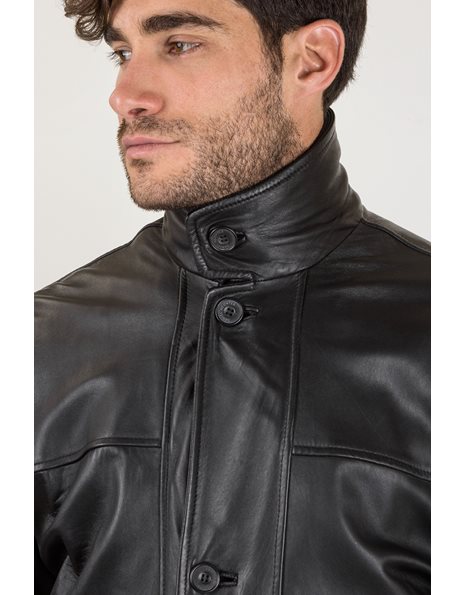 Black Leather Jacket / Size: 54 - Fit: M / L