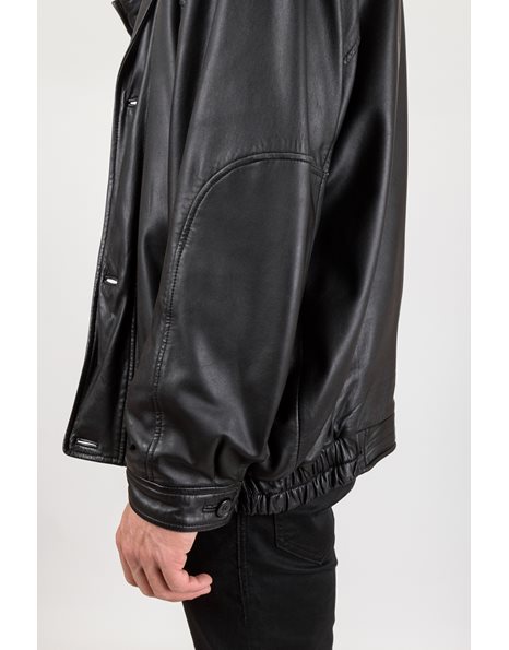 Black Leather Jacket / Size: 54 - Fit: M / L