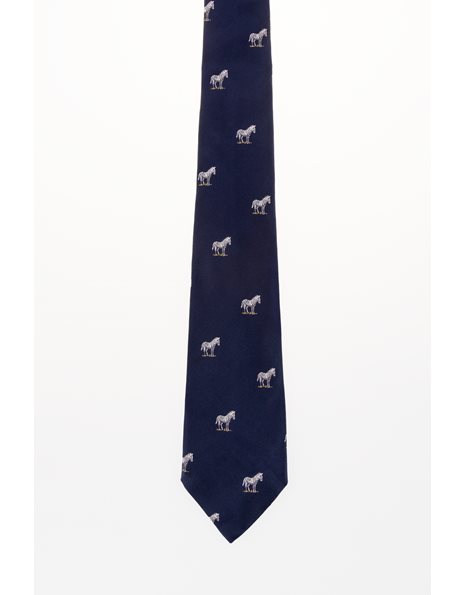 Blue Silk Printed Tie with Zebras