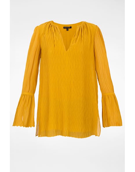 Mustard Embossed Blouse / Size: 34 - Fit: S