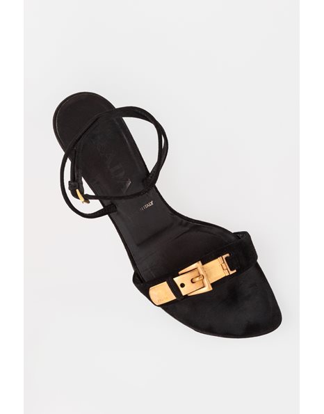 Black Suede Strap Sandals / Size: 36 - Fit: 36.5