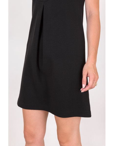 Μαύρο Μάλλινο Αμάνικο Mini Φόρεμα / Μέγεθος: 42 IT - Εφαρμογή: XS / S