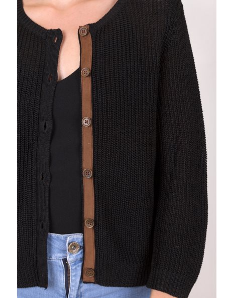 Black Knitted Linen Cardigan / Size: M - Fit: S 