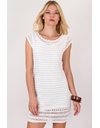 Λευκό Κροσέ Φόρεμα με Στρογγυλή Λαιμόκοψη / Μέγεθος: S - Εφαρμογή: XS / S