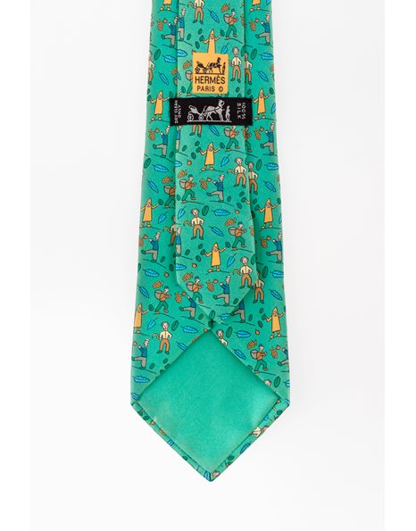 Green Silk Tie with "Farmers"