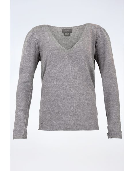 Grey Cotton Blouse with Crystals / Size: S - Fit: True to size