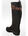 Black Wellington Boots with Brown Leather Details and Crystals / Size: 38 - Fit: 39.5