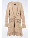 Beige Knitted Cardigan with Metallic Thread / Size: M - Fit: XS