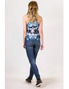 Cotton Skull-Print T-Shirt in Blue Shades / Size: 38 - Fit: S