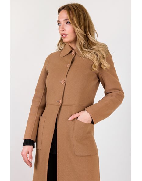 Beige Wool Felted Coat / Size: 36 - Fit: XS
